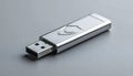 Sleek Silver USB Flash Drive for Secure Data Storage Royalty Free Stock Photo