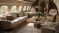 Sleek and spacious empty luxury premium category plane in a bright and captivating light image style