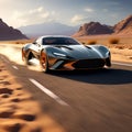 a sleek sports car racing through the vast desert landscape trending on artstation sharp focus
