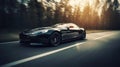 A sleek sports car speeding down an open road created with Generative AI Royalty Free Stock Photo