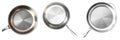 Sleek Stainless Steel Pans Collection Kitchen Cookware Essentials Isolated on White Backdrop Royalty Free Stock Photo