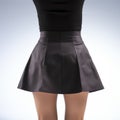 Sleek And Stylish 3d Model Of A Woman In A Black Leather Skirt