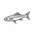 Hand-drawn Outline Fishing Fish Cartoon Design Royalty Free Stock Photo