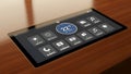 Smart Home Control Panel Tablet Screen - Lights, Climate, Security, Music, Doors Royalty Free Stock Photo