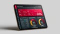 Modern Tablet Displaying Data Analytics Dashboard with Colorful Graphs and Metrics Royalty Free Stock Photo