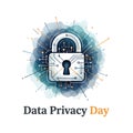 Data Privacy Day Digital Lock and Network Security Banner Royalty Free Stock Photo