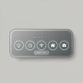 A sleek touchscreen control panel designed for smart home management. The