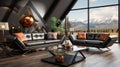 Sleek Ultra-Modern Living Room with Contemporary Elegance. Generative AI