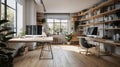 A minimalist workspace with plenty of natural light and a focus on productivity created with Generative AI