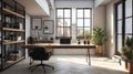A minimalist workspace with plenty of natural light and a focus on productivity created with Generative AI