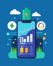 Through a sleek and userfriendly interface the app displays realtime data on energy consumption and savings.. Vector
