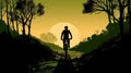 A sleek vector art of a bicycle rider in silhouette, paying homage to World Bicycle Day