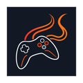 Controller Outline with Fire Trail Swooshes Vector Icon Royalty Free Stock Photo