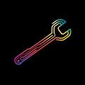 A sleek vector logo design featuring an Lshaped wrench intertwined with colored wires on a circuit board Royalty Free Stock Photo