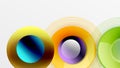 Sleek vector with overlapping circles in vibrant colors and smooth gradients. Dynamic composition with depth, symmetry