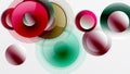 Sleek vector with overlapping circles in vibrant colors and smooth gradients. Dynamic composition with depth, symmetry