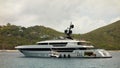 A fancy motor yacht at anchor in Admiralty Bay, Bequia