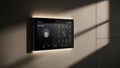 Smart Home Control Panel with Modern Interface on Wall - Ambient Lighting Royalty Free Stock Photo