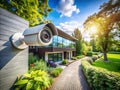 Sleek WallMounted IP CCTV Camera Superior Home Office Security in Modern Spaces Royalty Free Stock Photo
