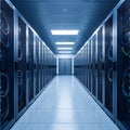 Modern Data Center Server Racks for Cloud Computing and Network Infrastructure Royalty Free Stock Photo