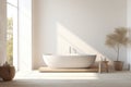 Sleek White Bathtub in a Contemporary Modern Bathroom Interior Royalty Free Stock Photo