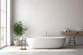 Sleek White Bathtub in a Contemporary Modern Bathroom Interior Royalty Free Stock Photo