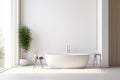 Sleek White Bathtub in a Contemporary Modern Bathroom Interior Royalty Free Stock Photo