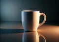 Sleek White Ceramic Mug Mockup Modern Design Rendered in a Dramatic Night Scene with Realistic Lighting and Reflections Royalty Free Stock Photo