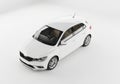 A sleek white hatchback car viewed from a high angle showcasing its modern design isolated on white background Royalty Free Stock Photo