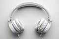 Sleek white headphones arranged neatly on clean white background