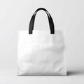 Sleek White Shopping Bag with Black Handles