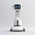 Sleek White Telepresence Robot With Blue Eyes - 3d Rendering