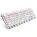 Sleek white wireless gaming keyboard isolated on white background
