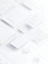 Sleek UIUX wireframe background featuring floating design mockups and soft grid lines for effective digital branding