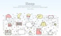 Vector thin line art sleep poster banner template Royalty Free Stock Photo