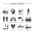 Sleep Apnea icons set. Vector signs. Royalty Free Stock Photo