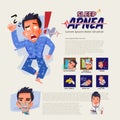 Sleep apnea infographic and how to treatment. insomnia discorder. sleep problem concept -