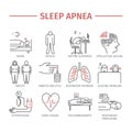 Sleep Apnea. Line icons set.