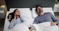 Sleep Apnea Snoring Disturbance. Angry Woman