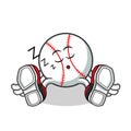 Sleep baseball mascot vector cartoon illustration