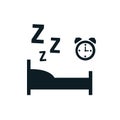 Sleep bed with clock icon, sleep bedroom isolated illustration, sleeping on the couch z z z Ã¢â¬â vector