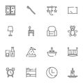 Sleep, bedtime line icons set