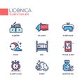 Sleep - coloured modern single line icons set