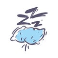 Sleep comic bubble zzz. Sleeping bubble icon hand drawn illustration isolated