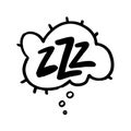 Sleep comic bubble zzz. Sleeping bubble icon hand drawn Lettering