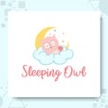 Sleep Cute Owl Logo. Vector Illustration