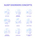 Sleep disorder blue gradient concept icons set