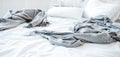 Sleep disorder insomnia empty messy unmade bed Royalty Free Stock Photo