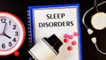 Sleep disorders-text label on the medical folder. Royalty Free Stock Photo