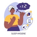 Sleep hygiene. Better sleep routine. Peaceful serene woman getting ready